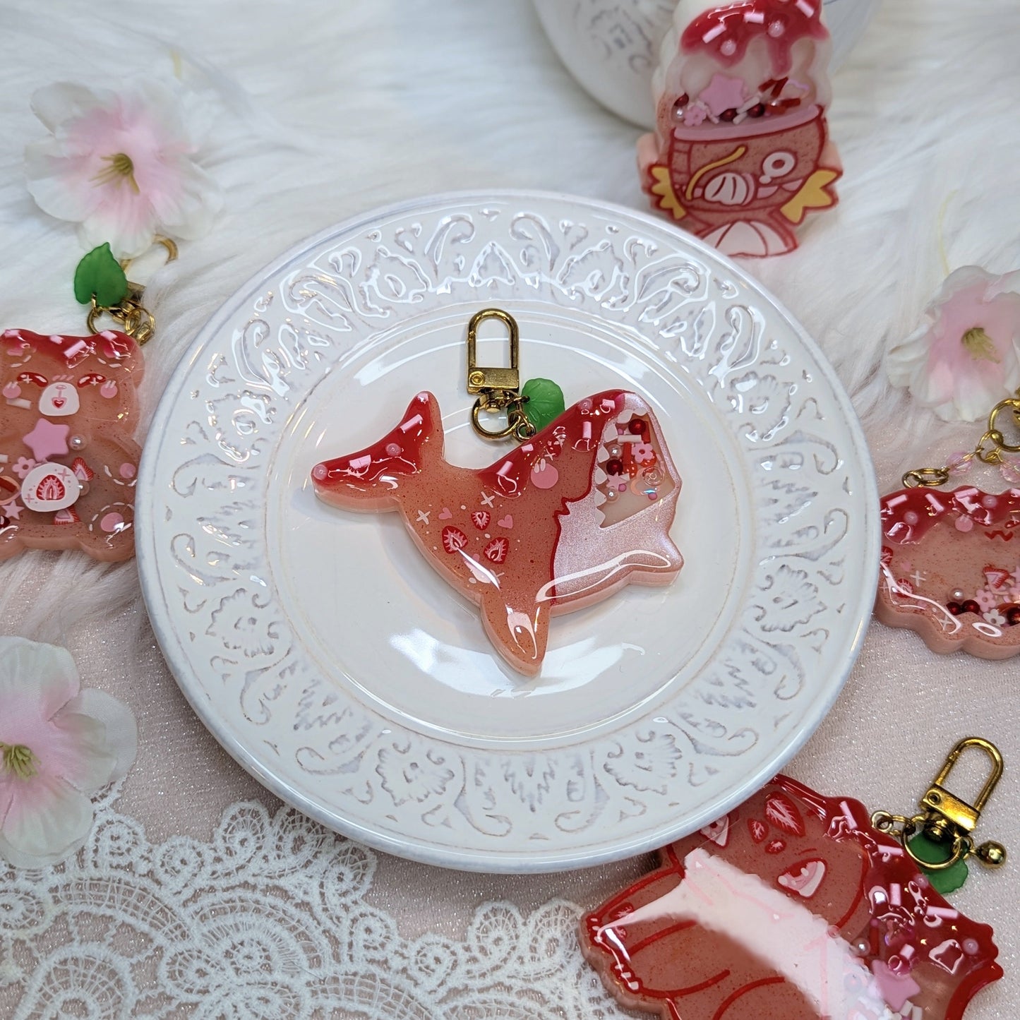 Porte-clés Cookies Fraise / Requin Lilie Doigts de Fée