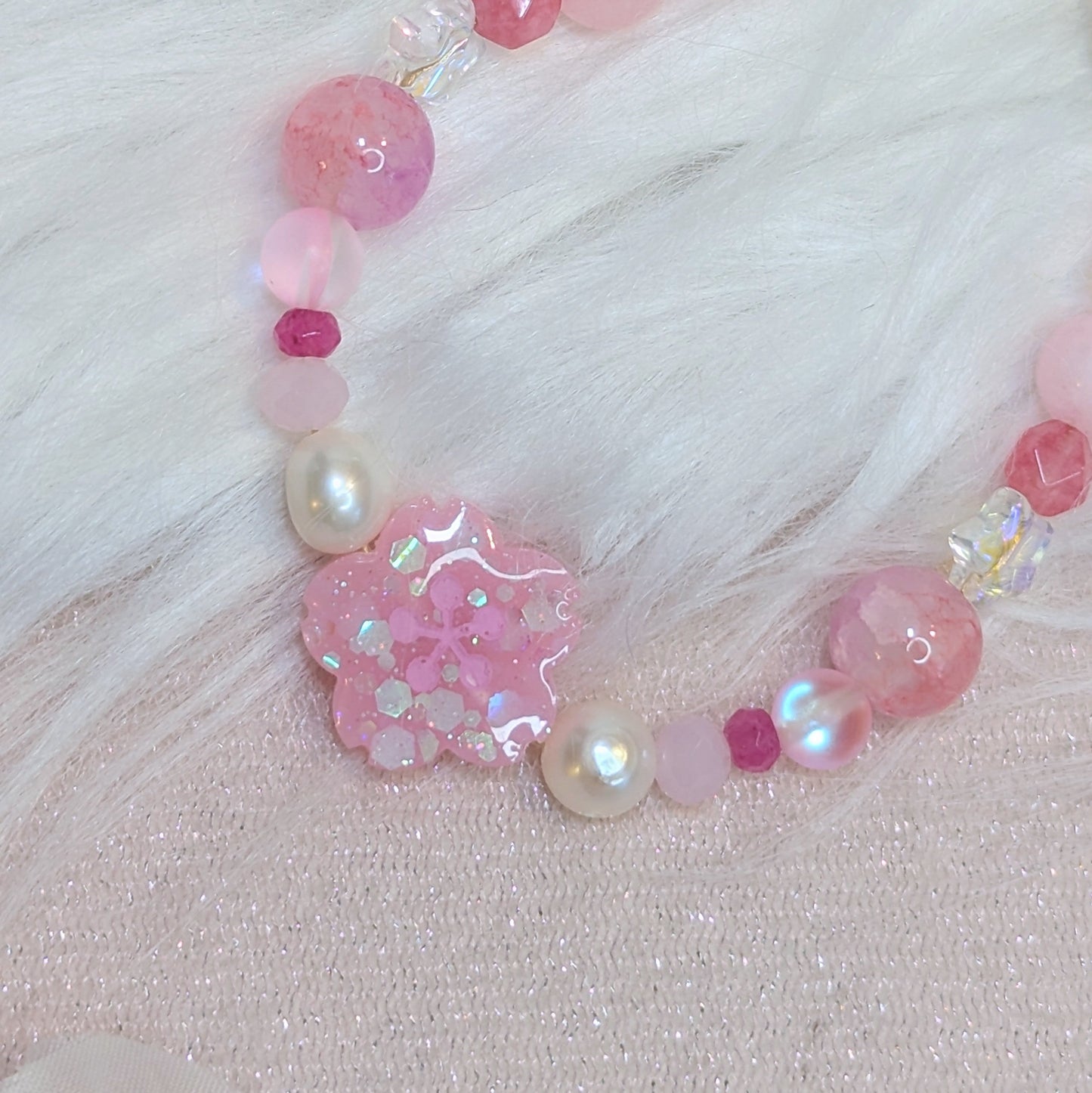 Bracelet Sakura Rose Foncé Lilie Doigts de Fée